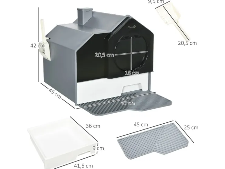 PawHut Katzentoilette mit Bodenwanne Schaufel* Katzenbedarf