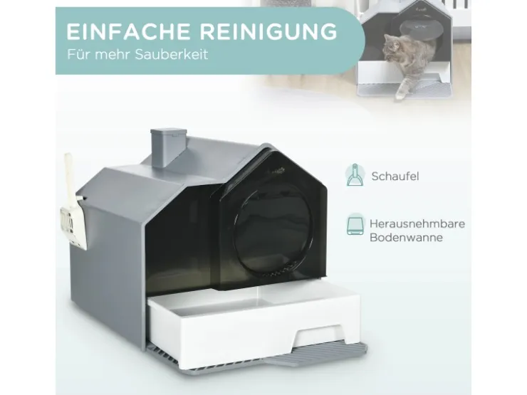 PawHut Katzentoilette mit Bodenwanne Schaufel* Katzenbedarf