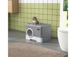 PawHut Katzentoilette mit Deckel 2 Ausgänge