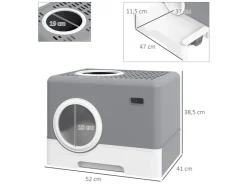 PawHut Katzentoilette mit Deckel 2 Ausgänge