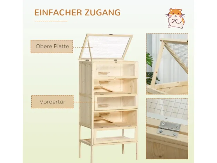PawHut Kleintierkäfig 5 Etagen mit Gitterdach