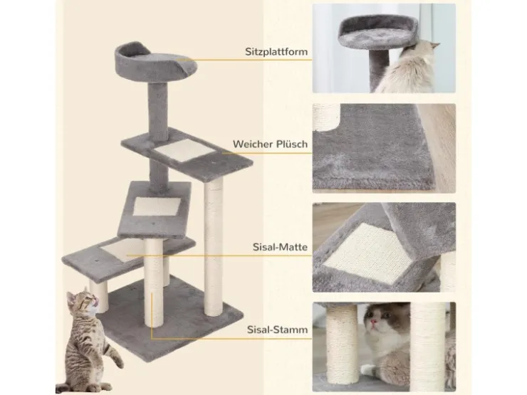 PawHut Kletterbaum Treppe 5 Ebenen 48,5 x 48,5 x 100 cm* Katzenbedarf