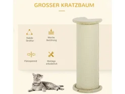 PawHut Kratzbaum 85 cm Kratzschutz mit Sisalseil Kippschutz