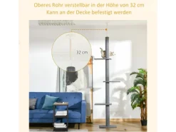 PawHut Kratzbaum Deckenhoch 228-260 cm mit 3 Ebenen Spielbaum* Katzenbedarf