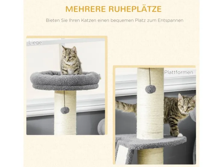 PawHut Kratzbaum 92H cm mit Kratzbrett und Spielball