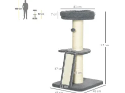 PawHut Kratzbaum 92H cm mit Kratzbrett und Spielball