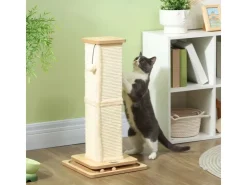 PawHut Kratzstamm Kratzsäule MDF Sisal Eiche 34L x 34B x 67H cm* Katzenbedarf