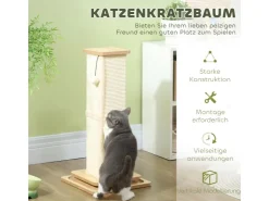 PawHut Kratzstamm Kratzsäule MDF Sisal Eiche 34L x 34B x 67H cm* Katzenbedarf