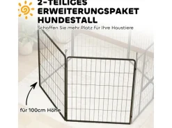 PawHut Pet Playpen Welpenzaun aus Stahl Schwarz 80L x 1,5B x 100H cm* Kleintierbedarf