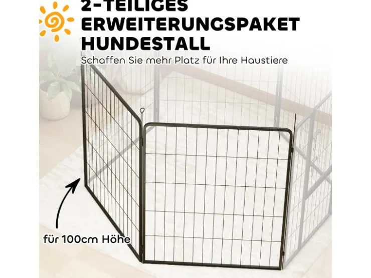 PawHut Pet Playpen Welpenzaun aus Stahl Schwarz 80L x 1,5B x 100H cm* Kleintierbedarf