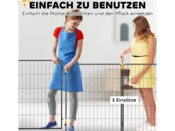 PawHut Pet Playpen Welpenzaun aus Stahl Schwarz 80L x 1,5B x 100H cm* Kleintierbedarf