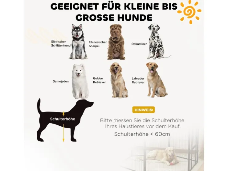 PawHut Pet Playpen Welpenzaun aus Stahl Schwarz 80L x 1,5B x 100H cm* Kleintierbedarf