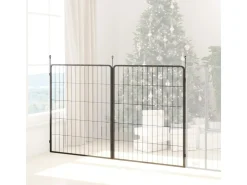 PawHut Pet Playpen Welpenzaun aus Stahl Schwarz 80L x 1,5B x 100H cm* Kleintierbedarf