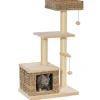 PawHut Rattan Katzenbaum mit Sisal Höhe 108 cm* Katzenbedarf