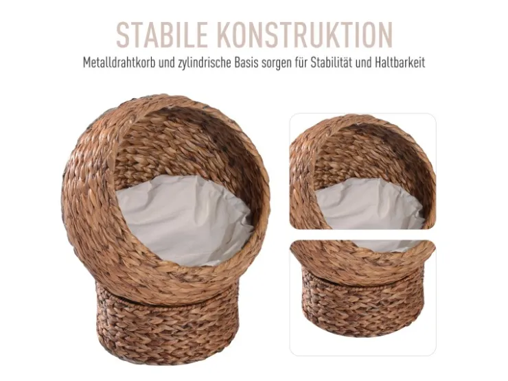 PawHut Rattan Katzenkorb mit Kissen* Katzenbedarf