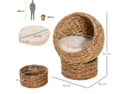 PawHut Rattan Katzenkorb mit Kissen* Katzenbedarf