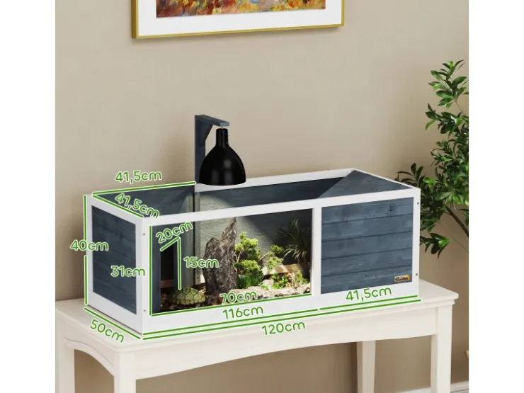 PawHut Schildkrötenhaus Tannenholz Pmma Grau 120L x 50B x 40H cm