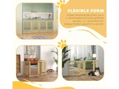 PawHut Schutzgitter Kiefernholz Naturholz 204L x 36B x 75H cm* Kleintierbedarf