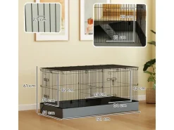 PawHut Small Animal Cage Stahl Oxfordstoff Schwarz 121L x 61B x 61H cm* Kleintierbedarf