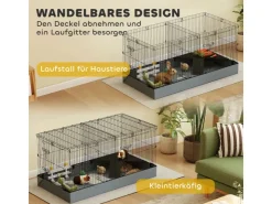 PawHut Small Animal Cage Stahl Oxfordstoff Schwarz 121L x 61B x 61H cm* Kleintierbedarf