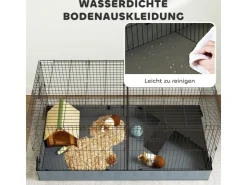 PawHut Small Animal Cage Stahl Oxfordstoff Schwarz 121L x 61B x 61H cm* Kleintierbedarf