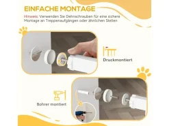 PawHut Türschutzgitter Stahl Kunststoff Weiß 76-104L x 96H cm