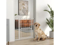 PawHut Türschutzgitter Stahl Kunststoff Weiß 76-104B x 94H cm* Kleintierbedarf