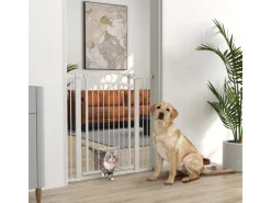 PawHut Türschutzgitter Stahl Kunststoff Weiß 76-104L x 106H cm* Kleintierbedarf