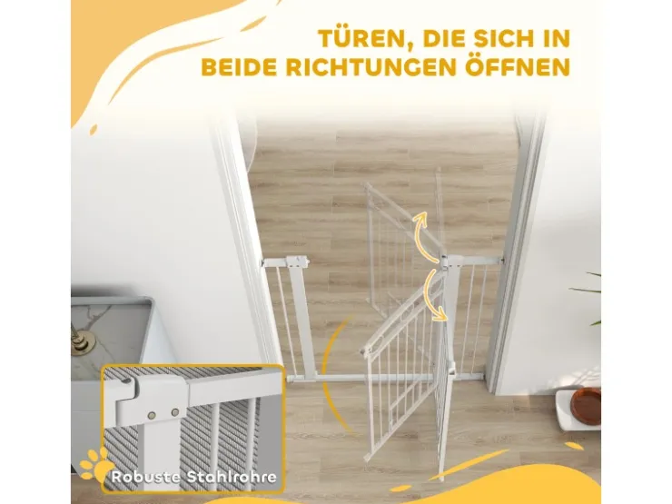 PawHut Türschutzgitter Stahl Kunststoff Weiß 76-104L x 106H cm* Kleintierbedarf