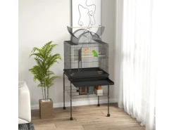 PawHut Vogelkäfig Stahl Kunststoff Schwarz 63L x 53B x 144H cm