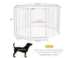PawHut Welpenauslauf Klappbar 90 cm Hoch mit 8 Platten Tür