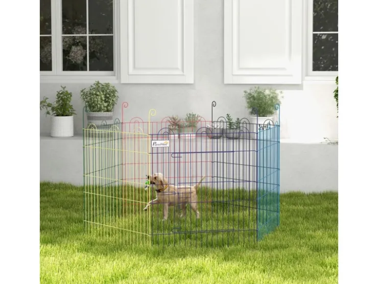 PawHut Welpenlaufstall 6 Stücke 60 cm DIY Laufstall mit Tür* Kleintierbedarf