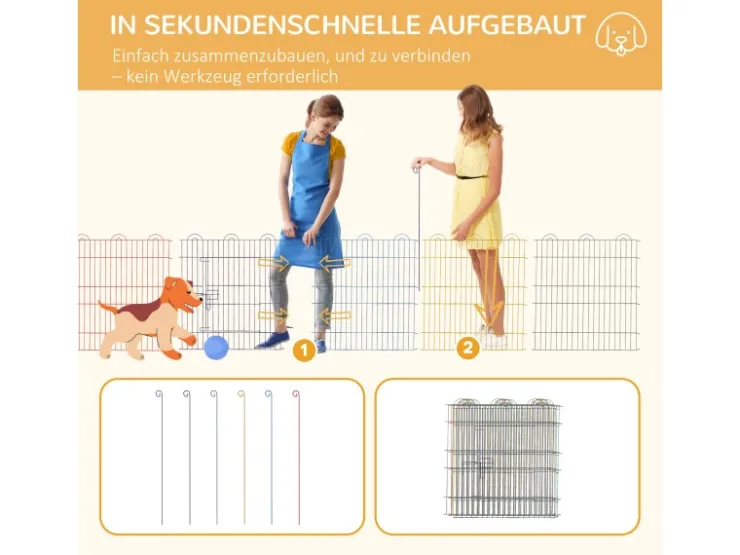PawHut Welpenlaufstall 6 Stücke 60 cm DIY Laufstall mit Tür* Kleintierbedarf