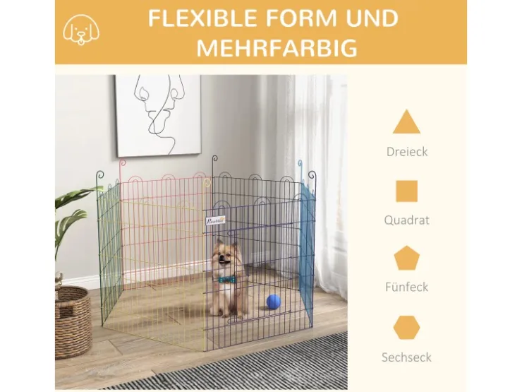PawHut Welpenlaufstall 6 Stücke 60 cm DIY Laufstall mit Tür* Kleintierbedarf