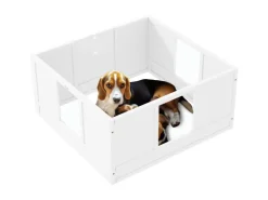 PawHut Wurfkiste für Welpen Kiefernholz MDF Weiß 100L x 96B x 48H cm* Kleintierbedarf