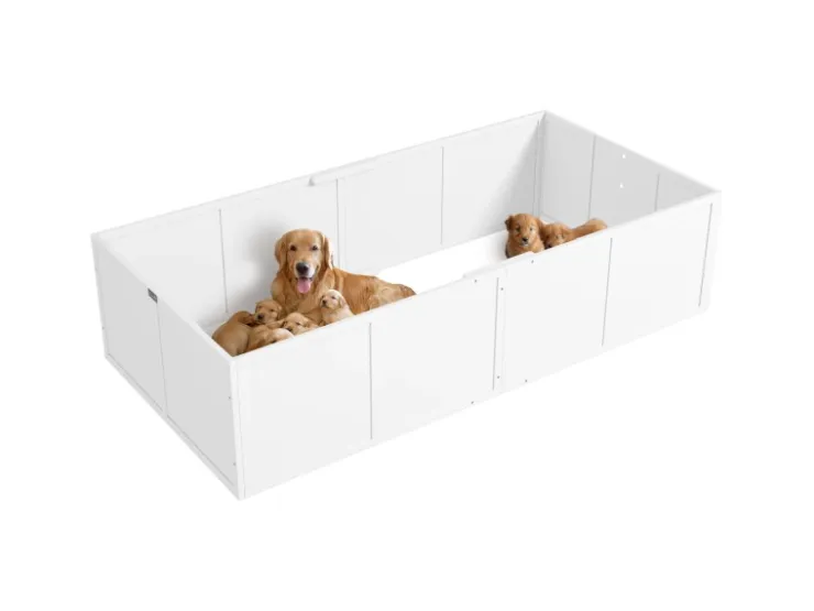 PawHut Wurfkiste für Welpen Kiefernholz MDF Weiß 196L x 96B x 48H cm* Kleintierbedarf