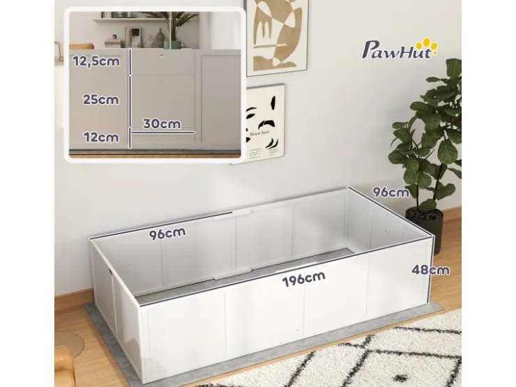 PawHut Wurfkiste für Welpen Kiefernholz MDF Weiß 196L x 96B x 48H cm* Kleintierbedarf