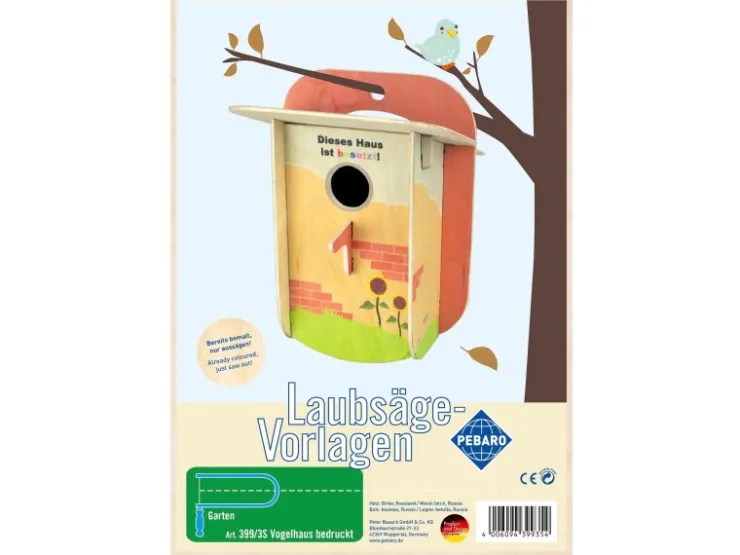 Pebaro Laubsägevorlage Vogelhaus Bunt Bedruckt* Vogelbedarf