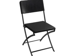 Perel Klappstuhl Polyrattan-Optik Schwarz