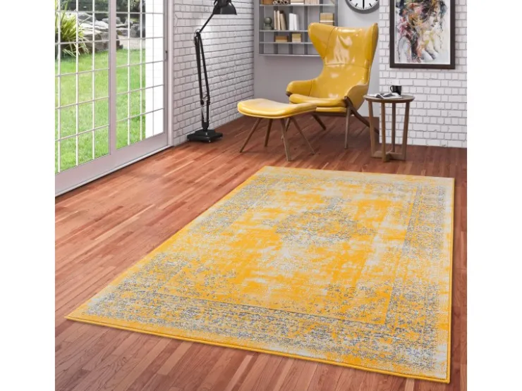 Pergamon Designer Teppich Passion Vintage Bordüre Safran Gelb 185x270cm* Bordüren