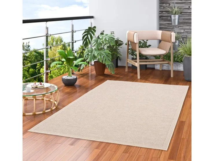 Pergamon In & Outdoor Teppich Flachgewebe Ottawa Bordüre Beige 140x200cm* Bordüren
