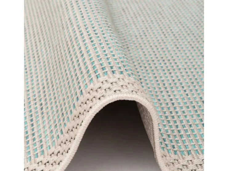 Pergamon In & Outdoor Teppich Flachgewebe Ottawa Bordüre Türkis 160x230cm* Bordüren