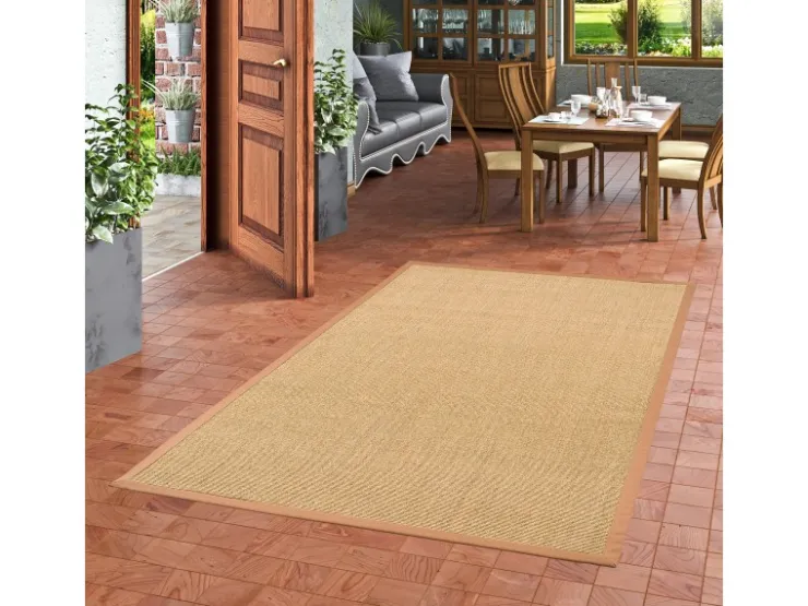 Pergamon Sisalteppich Natura Klassisch mit Bordüre Nuss 150x150cm* Bordüren