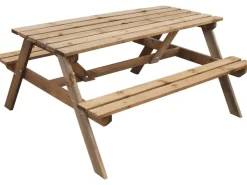 Andrewex Picknick-Gartentisch Holz Braun 71,2 cm x 130,5 cm x 148 cm