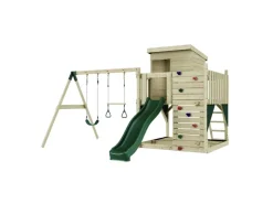 PolarPlay Spielturm Björn, mit Trapezstange, Dunkelgrün* Leitern