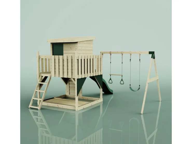 PolarPlay Spielturm Björn, mit Trapezstange, Dunkelgrün* Leitern