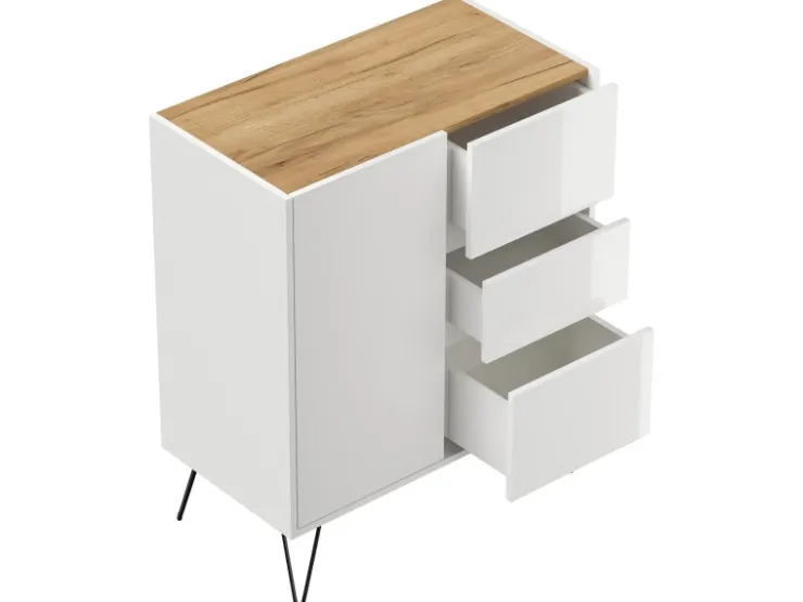 Posseik Sideboard Industrial K 3 Schubladen 1 Tür 80 cm Top