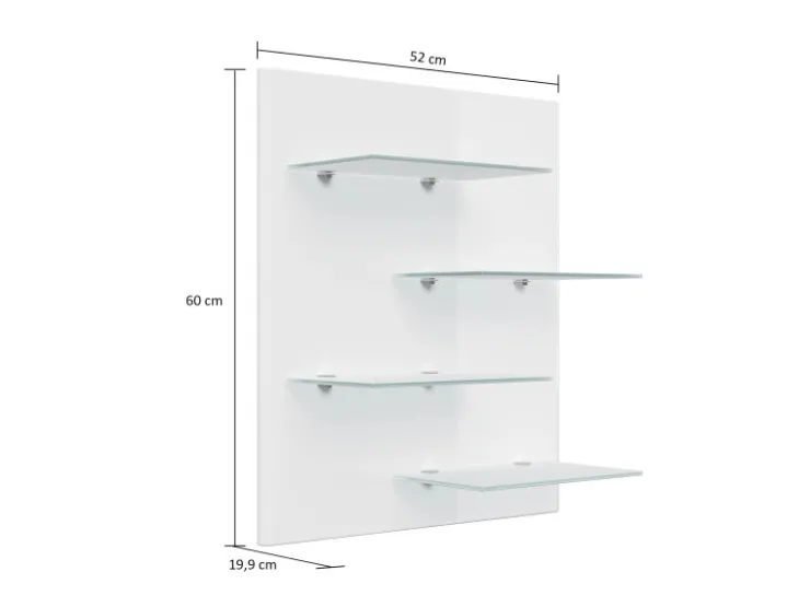 Posseik Wandregal Elite 4 Glasablagen 52 cm x 60 cm Eiche