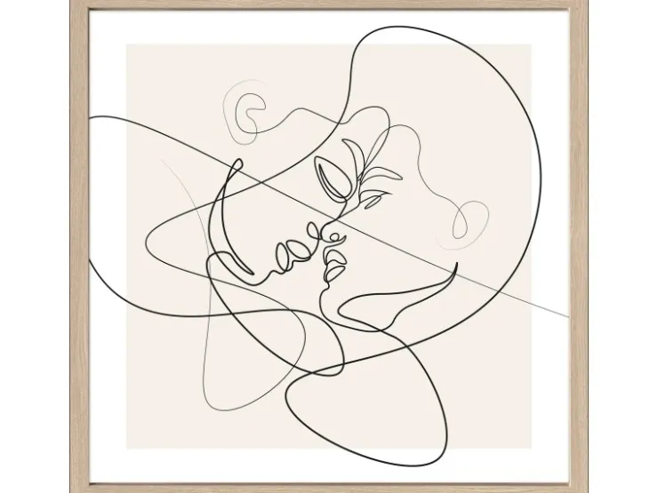 Pro Art Bild Framed Art Line Art Faces VI 50 cm x 50 cm