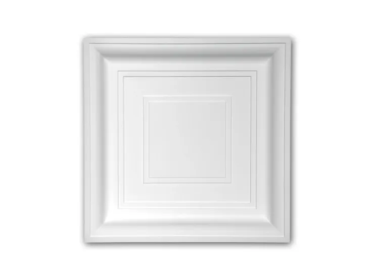PROFHOME 157002 Deckenplatte Deckenelement Wandpaneel Stuckdekor, 60,0 cm x 60,0 cm x 6,5 cm Weiß* Deckenplatten
